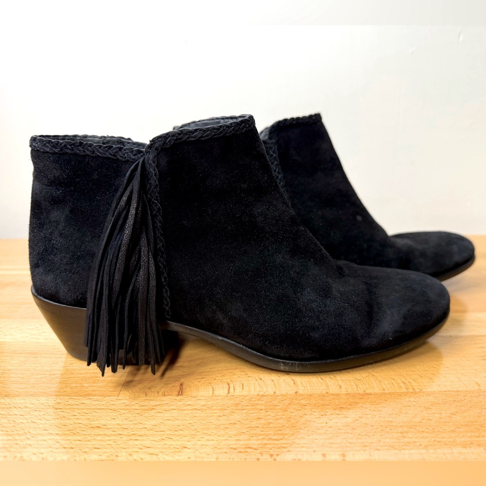 Sam Edelman, “Paige” fringe ankle boots, size 6